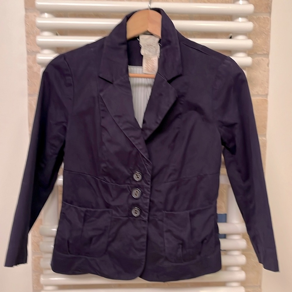 Cidra by Anthropologie crop blazer, navy blue (size 6)